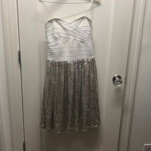 Erin Fetherston white and sequined strapless dress